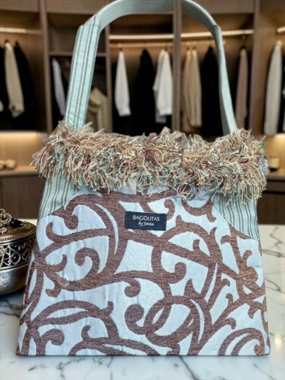 BAGOLITAS by Janice Classic Fringe Shoulder Bag Damask Pattern​​​